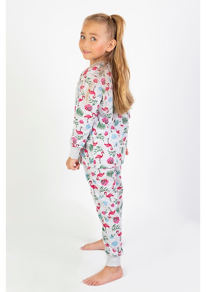 Kız Çocuk Baskılı Ince Basic Pijama Takımı