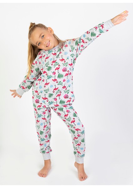 Kız Çocuk Baskılı Ince Basic Pijama Takımı