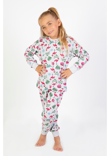 Kız Çocuk Baskılı Ince Basic Pijama Takımı