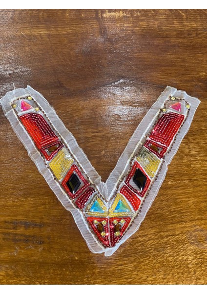 26X25 cm Payetli Renkli Giyim Yaka Aksesuar Dikiş Aksesuarı