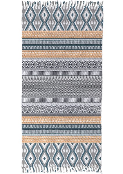 Soho Alaçatı 17 Sarı Gri Iskandinav Desen Otantik Motif Kara Tezgah Halı Çift Taraflı Kilim