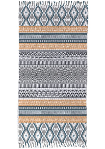 Soho Alaçatı 42 Sarı Gri Iskandinav Desen Otantik Motif Kara Tezgah Halı Çift Taraflı Kilim