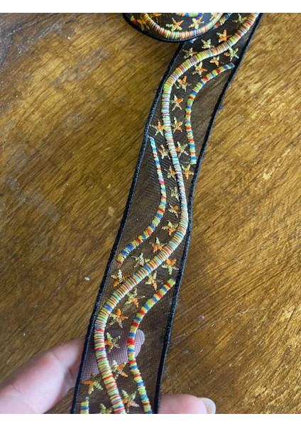 4 cm En Siyah Tül Yıldız Nakış Dokuma Şerit Bordür Dekoratif Şerit Aplike (1 Metre )