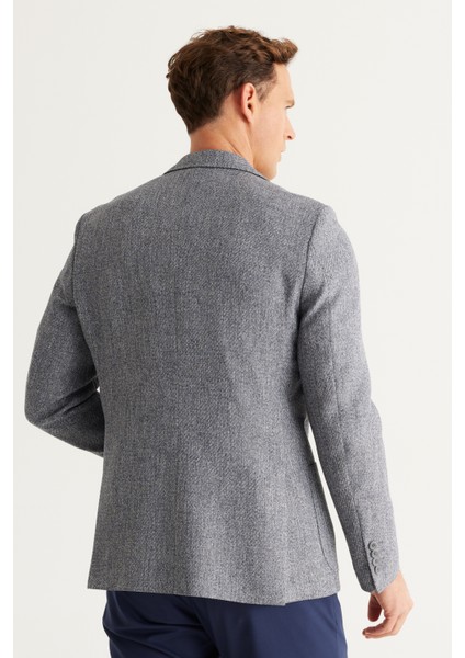 ALTINYILDIZ CLASSICS Erkek Antrasit Slim Fit Dar Kesim Mono Yaka Desenli Blazer Ceket modelleri