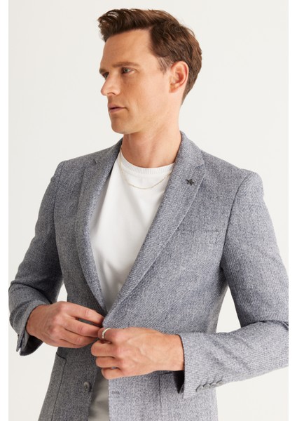 ALTINYILDIZ CLASSICS Erkek Antrasit Slim Fit Dar Kesim Mono Yaka Desenli Blazer Ceket fırsatları