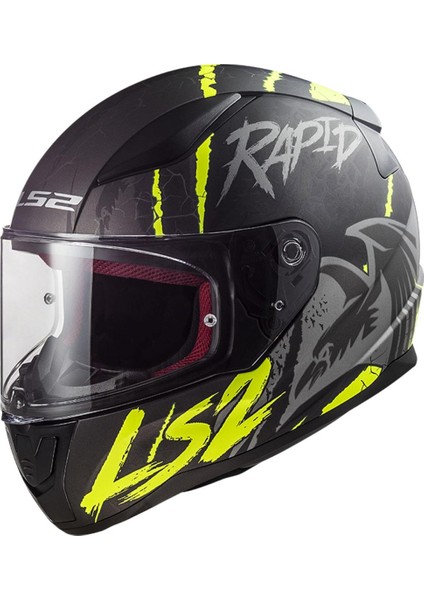 Rapıd Raven Mat Siyah-Gri-Neon Sarı Kask