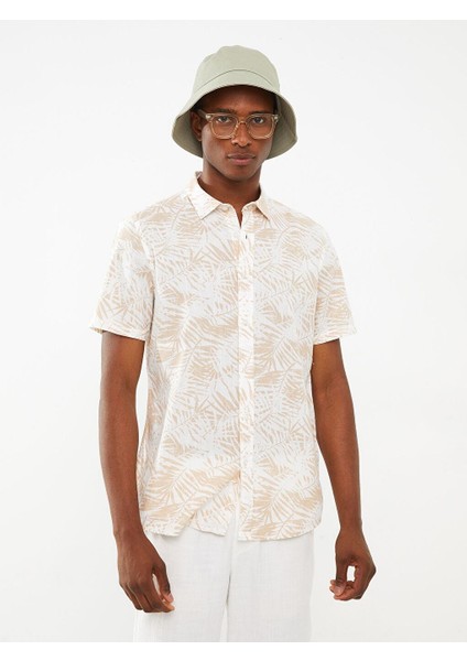 Casual Slim Fit Kısa Kollu Desenli Poplin Erkek Gömlek fiyatları
