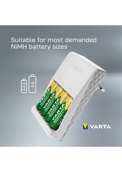 VARTA Plug Şarj Cihazı +4 adet 2100mAh AA Şarj Edilebilir Pil