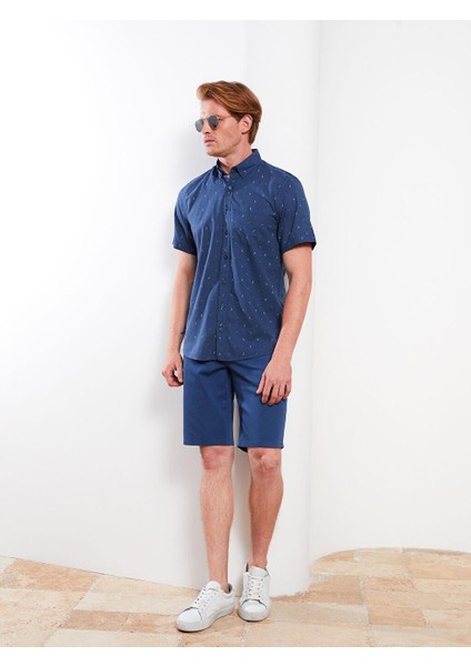 LC WaikikiClassic Regular Fit Kısa Kollu Desenli Poplin Erkek Gömlek