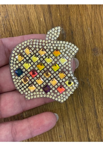 6x5 cm Ütü Ile Yapışan Cam Taşlı Elma Aplike Arma Yama Giyim Aaksesuarı