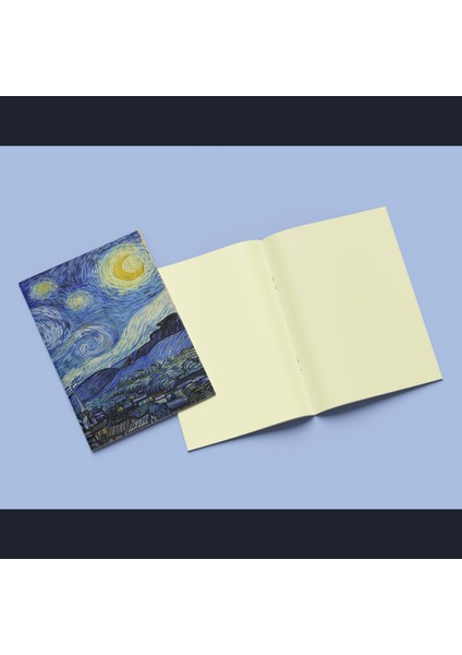 3'lü Van Gogh Defter Seti Karton Kapak Çizgisiz Not Defter 64 Sayfa Notebook