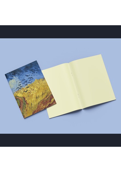 3'lü Van Gogh Defter Seti Karton Kapak Çizgisiz Not Defter 64 Sayfa Notebook