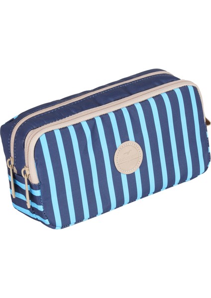 Çizgili Çift Bölmeli Lacivert Su Geçirmez Kalemlik 128