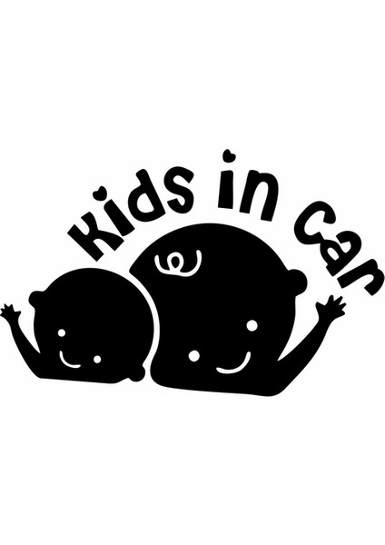 Kids In Car Araba Sticker Siyah 16X10 cm