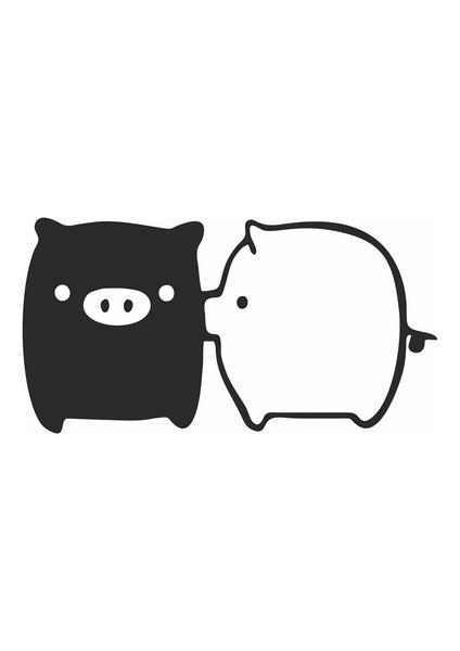 Sevimli Domuzlar Araba Sticker Siyah 23X12 cm