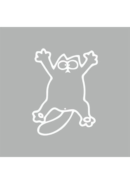 Komik Kedi Araba Sticker Beyaz 14X19 cm