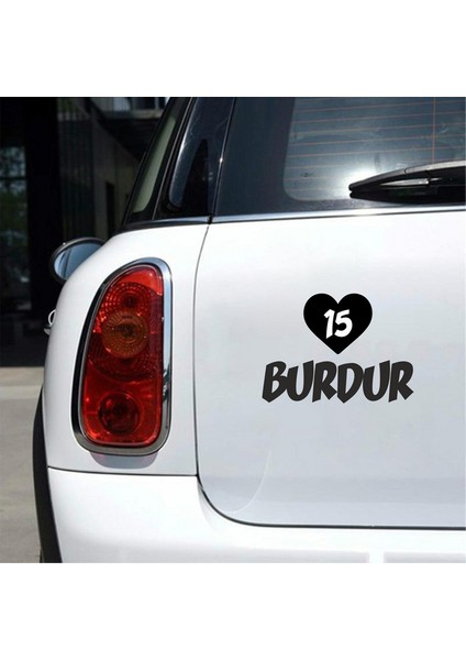 Kalpli 15 Burdur Araba Sticker Siyah 20X15 cm