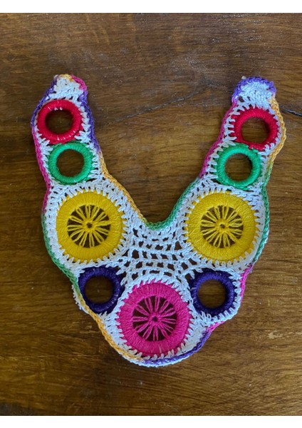 10X17 cm Örme Halkalı Renkli Yaaka Aplike Elbise Yaka Giyim Yaka Tasrım