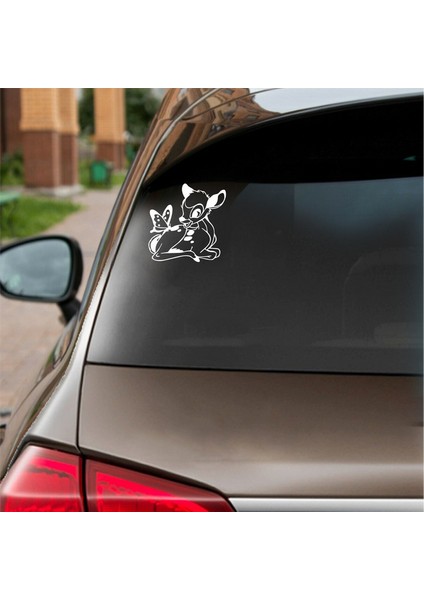 Ceylan ve Kelebek Araba Sticker Beyaz 15X15 cm fiyatları