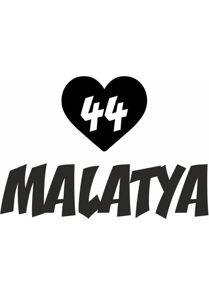 Kalpli 44 Malatya Araba Sticker Siyah 20X15 cm
