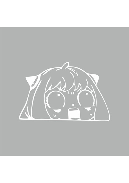 Anime Araba Sticker Beyaz 15X10 cm