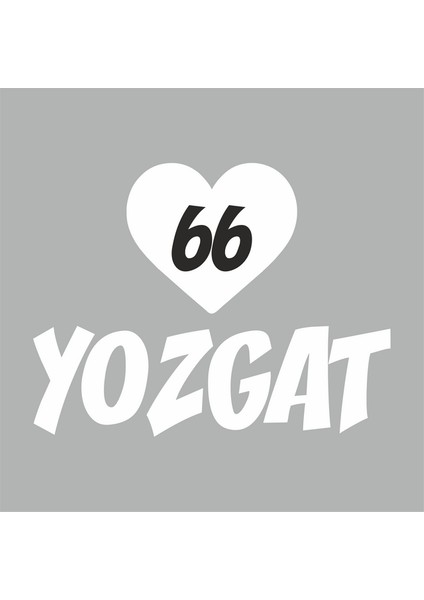 Kalpli 66 Yozgat Araba Sticker Beyaz 20X15 cm
