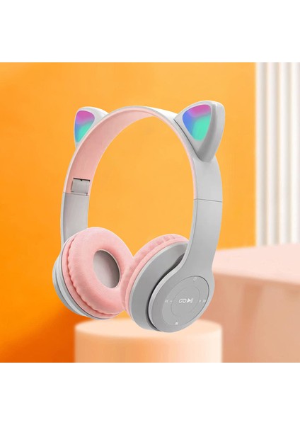 P47M Cat Ear Kedi Kulaklı Kulak Üstü Kablosuz Bluetooth Kulaklık modelleri