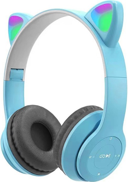 P47M Cat Ear Kedi Kulaklı Kulak Üstü Kablosuz Bluetooth Kulaklık