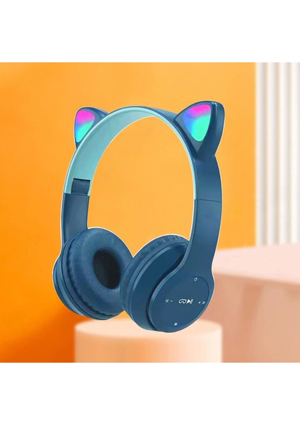 P47M Cat Ear Kedi Kulaklı Kulak Üstü Kablosuz Bluetooth Kulaklık