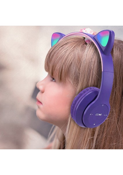 P47M Cat Ear Kedi Kulaklı Kulak Üstü Kablosuz Bluetooth Kulaklık fiyatları