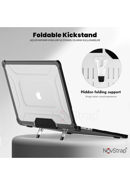 Apple MacBook Air M1 Çip A2337 A1932 A2179 13.3 Uyumlu Kılıf Multi Armor Zırh Kılıf Standlı fırsatları
