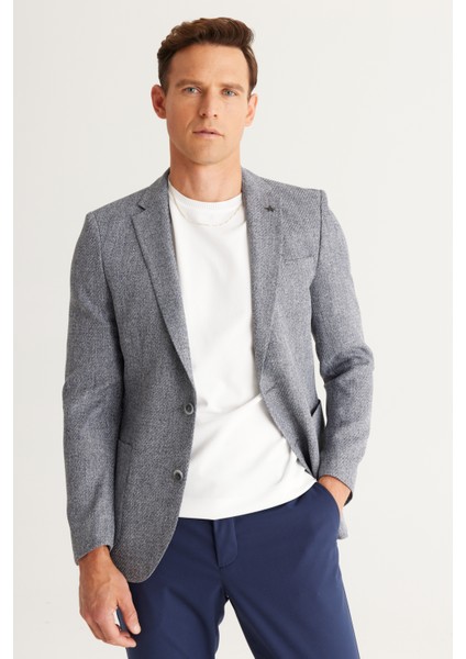 ALTINYILDIZ CLASSICS Erkek Antrasit Slim Fit Dar Kesim Mono Yaka Desenli Blazer Ceket indirimleri