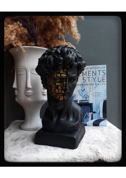 Mozaik Davit Heykeli Art Yunan Mitoloji Büst Heykel Biblo Obje (Polyester)