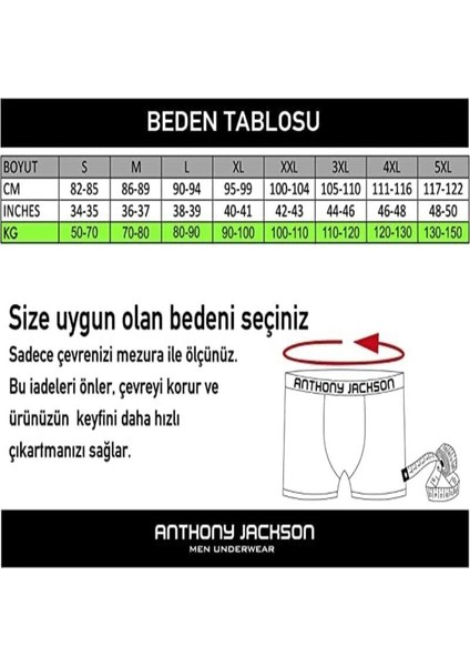 Anthony Jackson Likralı 3'lü Kutu Premium Erkek Boxer Moreno