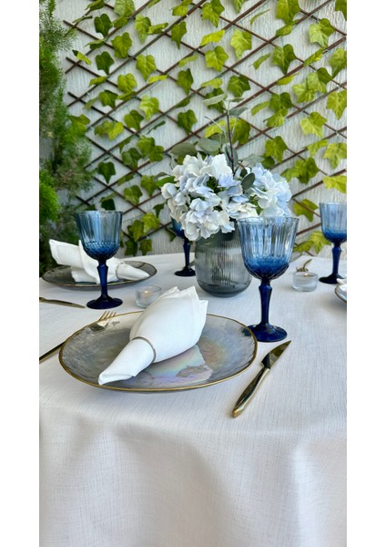 Keten Dokulu Dertsiz Beyaz Yuvarlak Masa Örtüsü fiyatları