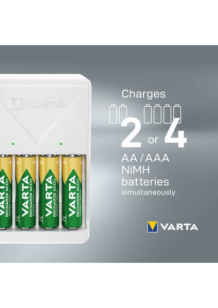 VARTA Plug Şarj Cihazı +4 adet 2100mAh AA Şarj Edilebilir Pil