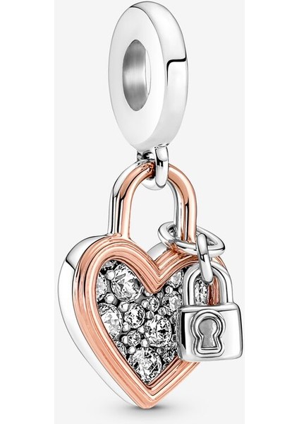 780087C01-KALP ve Kilit Çift Sallantılı Charm