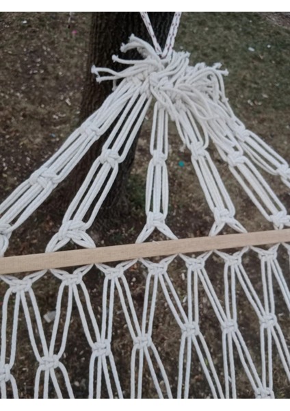 Hamak El Örmesi Hamak Çift Katlı Tek Kişilik %100 Pamuk Kamp Piknik Hamağı