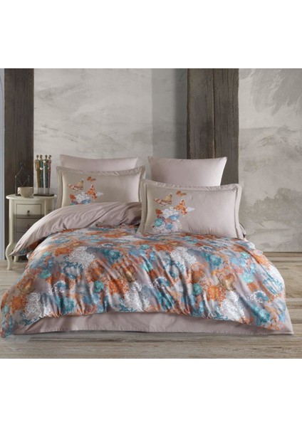 Takım Premium Deluxe 300TC Çift Kişilik Saten Box Takımı Dolce Vita Bej