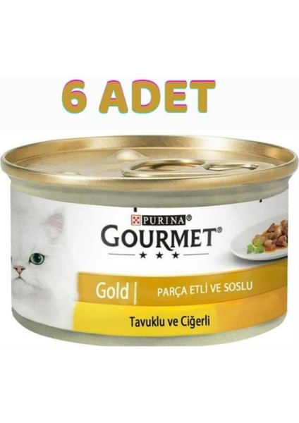 Gourmet Gold Tavuk Ciğer Parça Etli Kedi Konservesi 6X85 gr - Farmapets