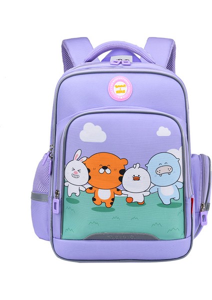 Karikatür Desenli Su Geçirmez Büyük Kapasiteli Sırt Çantası - Mor (Yurt Dışından)