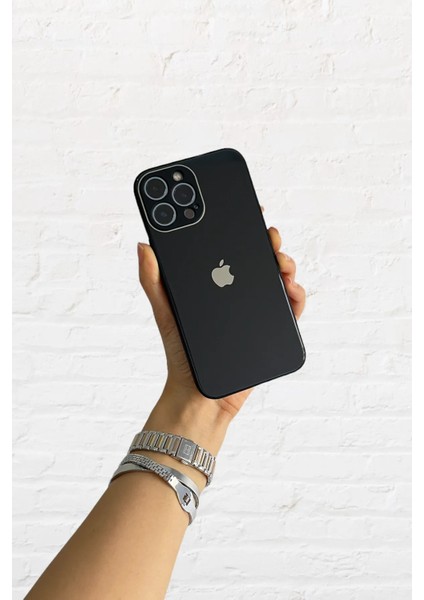 Meri Case Apple iPhone 12 Pro Uyumlu Kamera Korumalı Logolu Cam Kılıf Arka Kapak