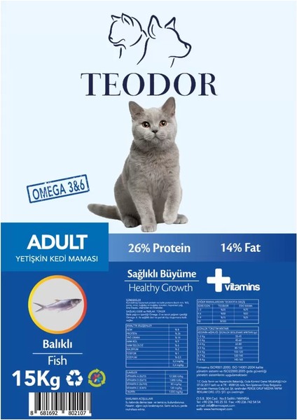 Adult Yetişkin Kedi Maması Balıklı 15 kg