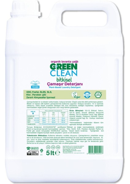 U Green Clean Green Clean Organik Çamaşır Deterjanı 5 Lt