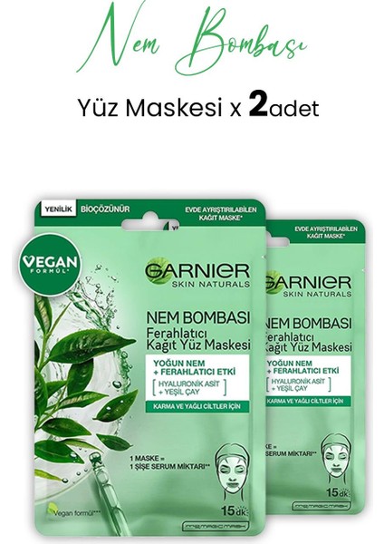 Kağıt Yüz Maskesi Ferahlatıcı Nem Bombası 28 gr x 2 Adet