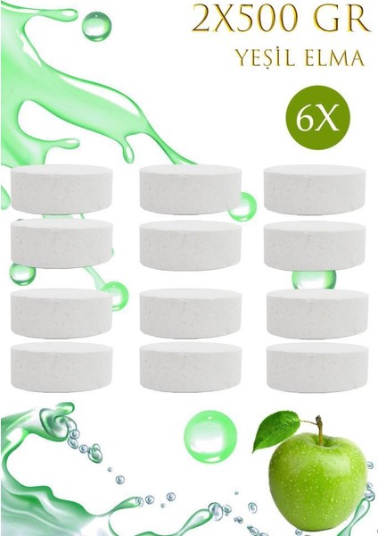 Nem Alıcı Rutubet ve Küf Önleyici Yedek Tablet Yeşil Elma (2 x 500) 6'lı