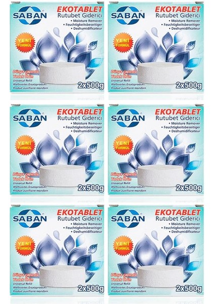 Nem Alıcı Rutubet ve Küf Önleyici Yedek Tablet Yeşil Elma (2 x 500) 6'lı