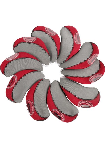 10PCS Golf Ütüler Kafa Kapağı Seti Su Geçirmez Yedek Golf Kulübü Başlıklar Kırmızı (Yurt Dışından)
