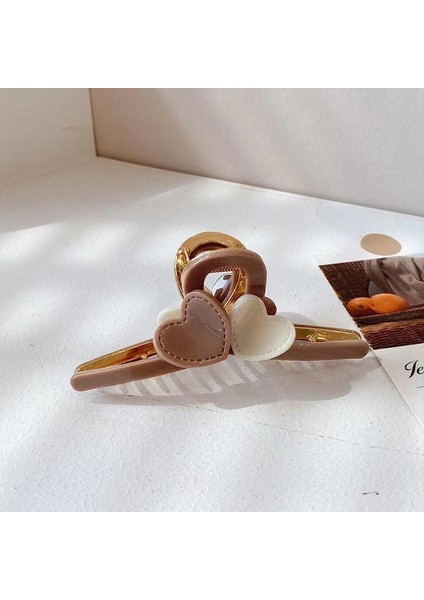 1 Zarif Sütlü Çay Renkli Aşk Çizik Klipsi (Köri) (Yurt Dışından)