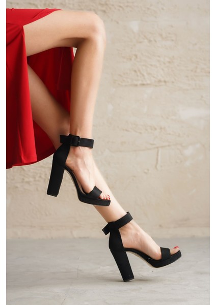 Kadın Margaret Süet Topuklu Ayakkabı Siyah - Siyah modelleri